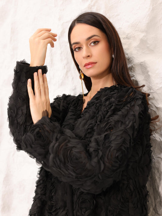 Laser Cut Organza Abaya