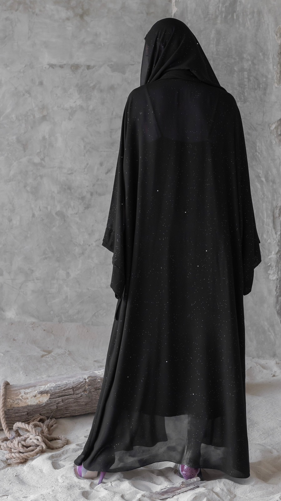 Silver Metallic Abaya with Matching Scarf