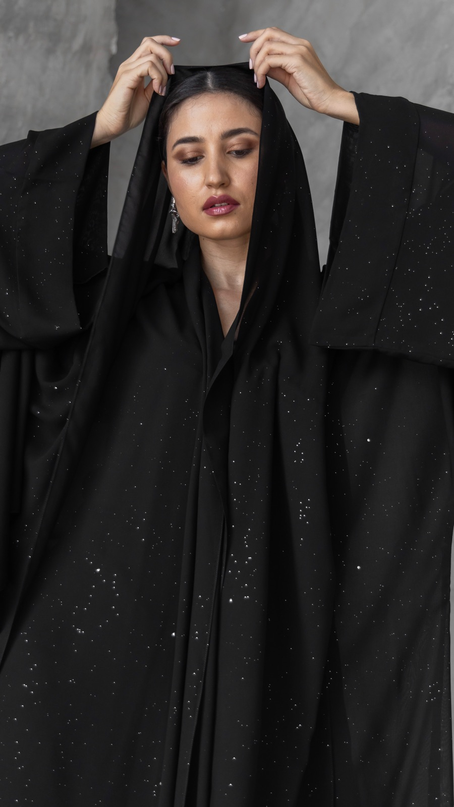 Silver Metallic Abaya with Matching Scarf