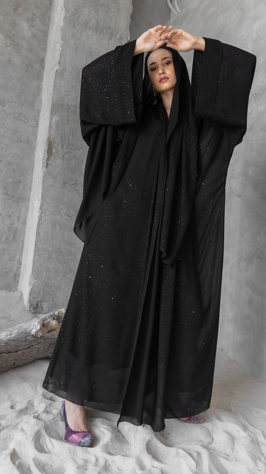 Silver Metallic Abaya with Matching Scarf