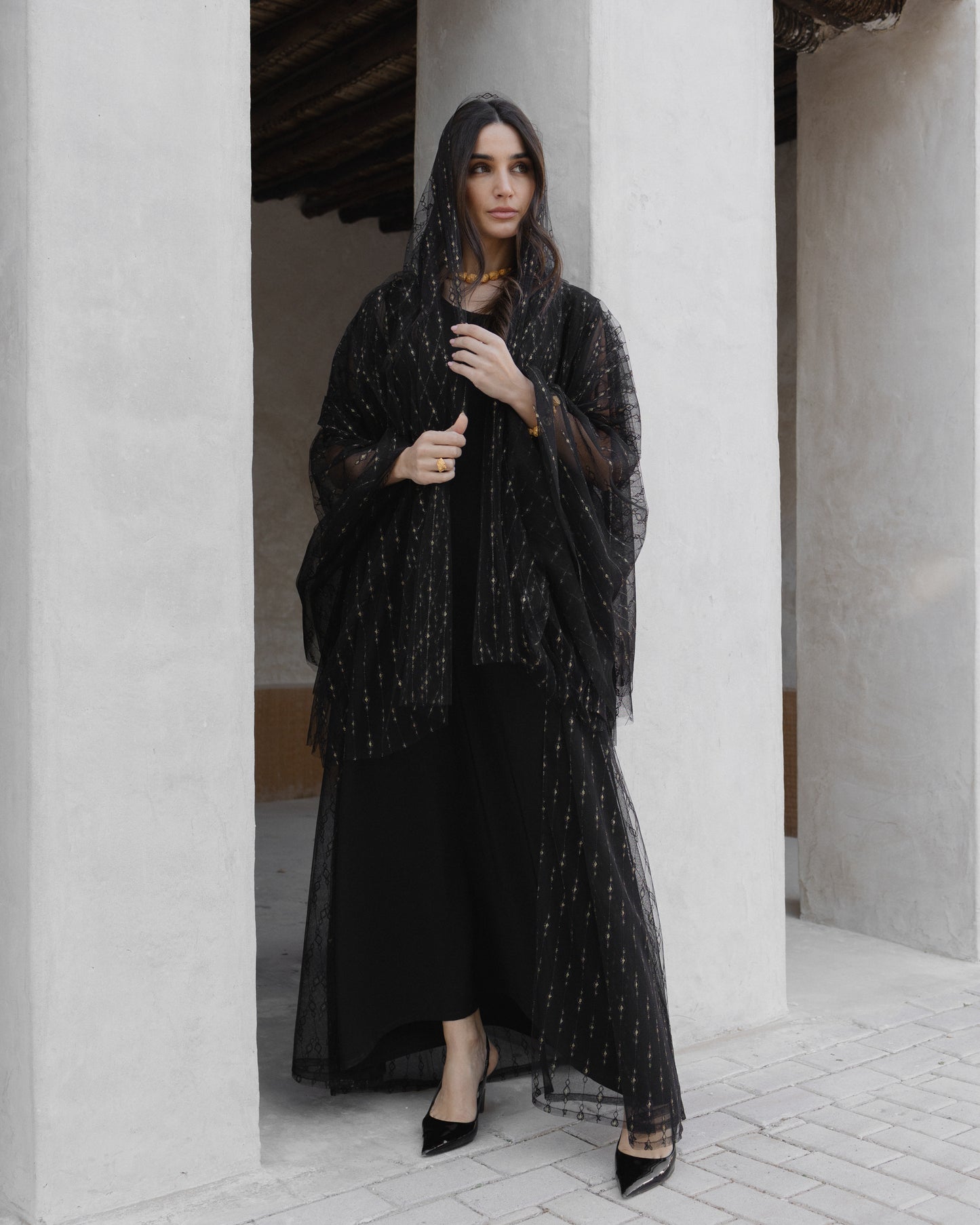 Tulle Abaya and Sheila عباة وشيلة تول