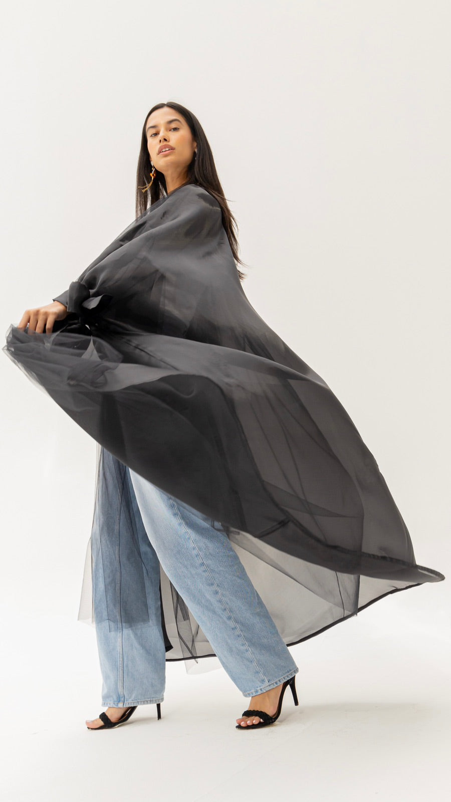 Black Organza and Tulle Abaya