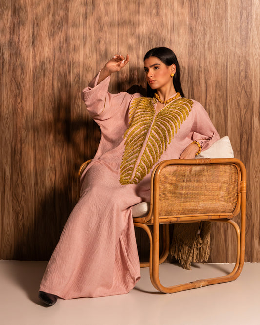 THE PINK AND GOLD EMBROIDERED KAFTAN