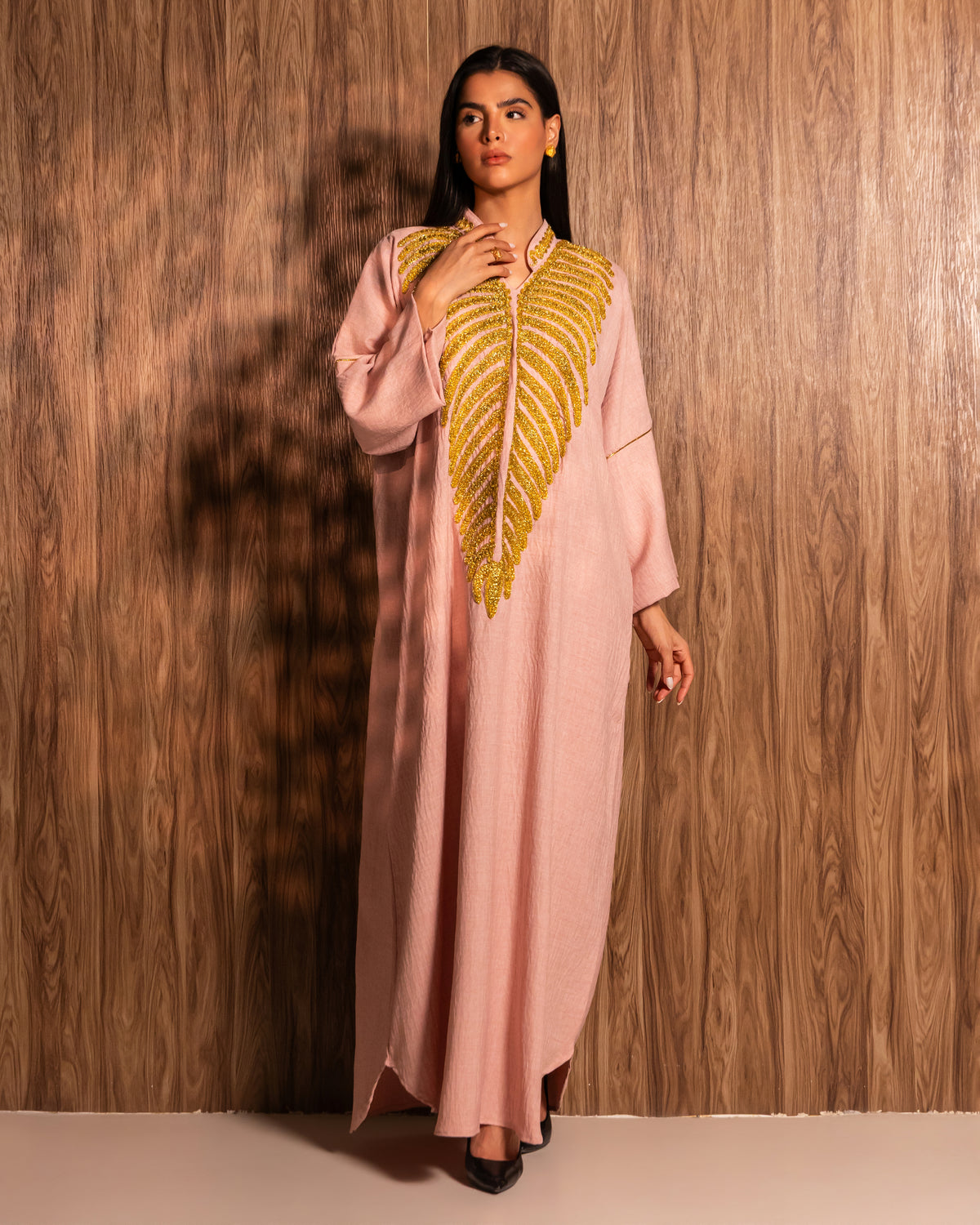 THE PINK AND GOLD EMBROIDERED KAFTAN