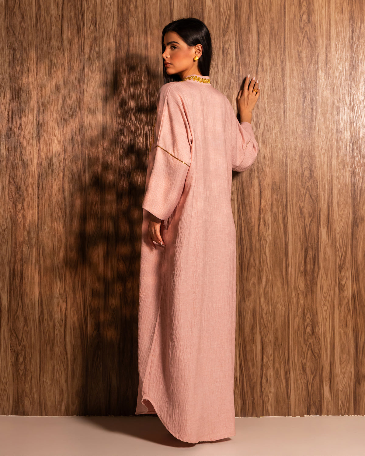 THE PINK AND GOLD EMBROIDERED KAFTAN