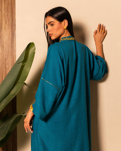 THE TEAL & GOLD EMBROIDERED KAFTAN