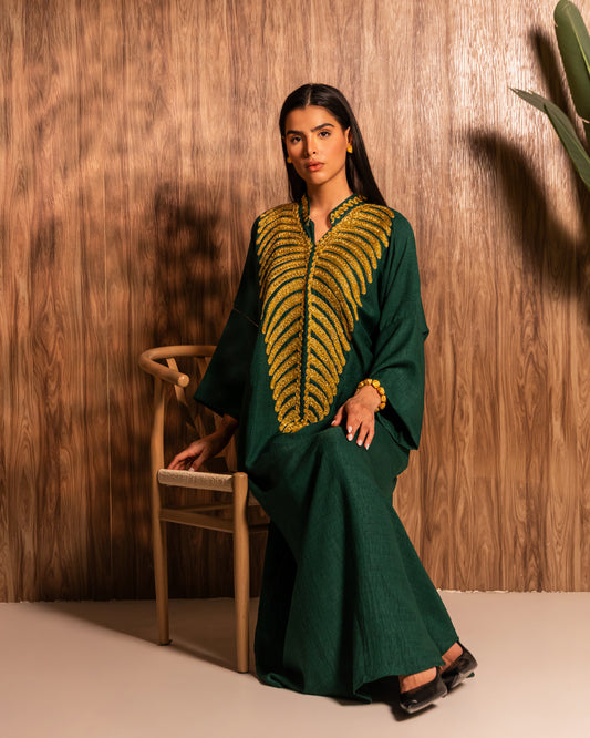 THE GREEN & GOLD EMBROIDERED KAFTAN