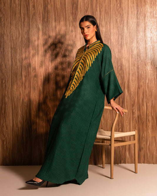 THE GREEN & GOLD EMBROIDERED KAFTAN