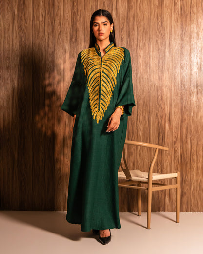 THE GREEN & GOLD EMBROIDERED KAFTAN