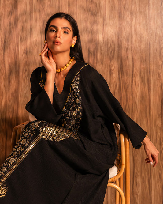 THE BLACK & GOLD EMBROIDERED KAFTAN