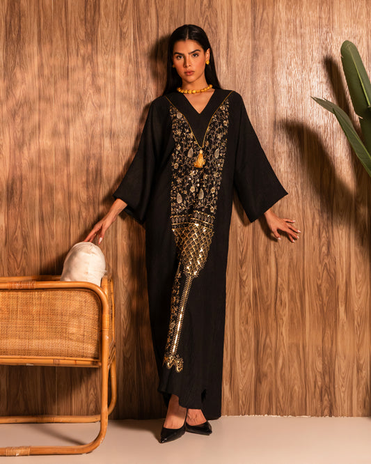 THE BLACK & GOLD EMBROIDERED KAFTAN