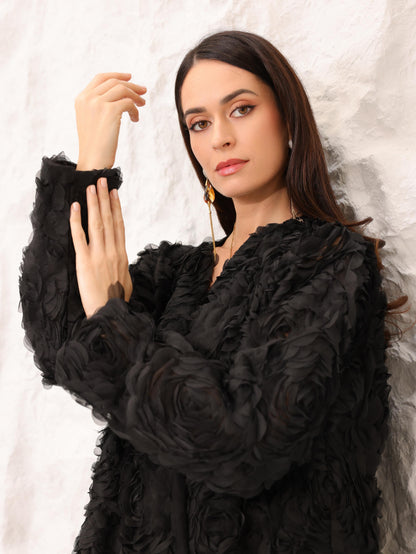 Laser Cut Organza Abaya