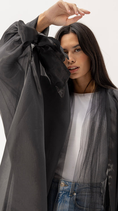 Black Organza and Tulle Abaya