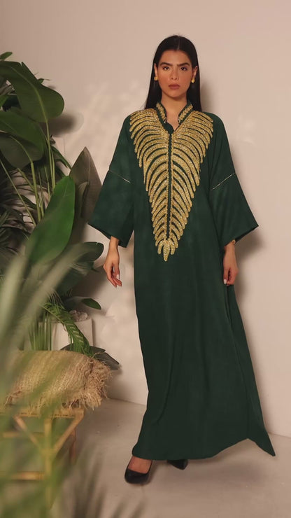 THE GREEN & GOLD EMBROIDERED KAFTAN