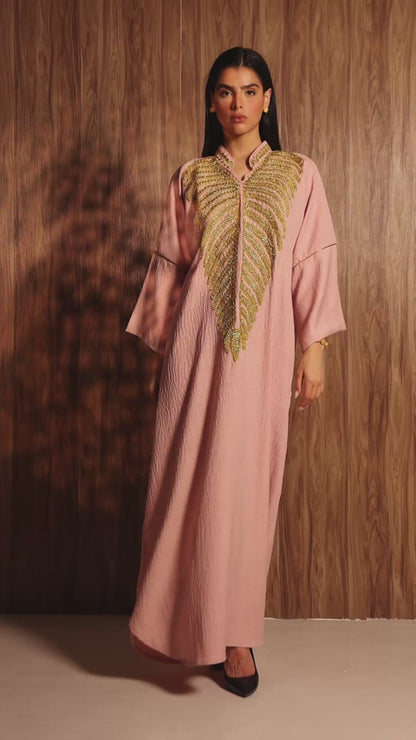 THE PINK AND GOLD EMBROIDERED KAFTAN